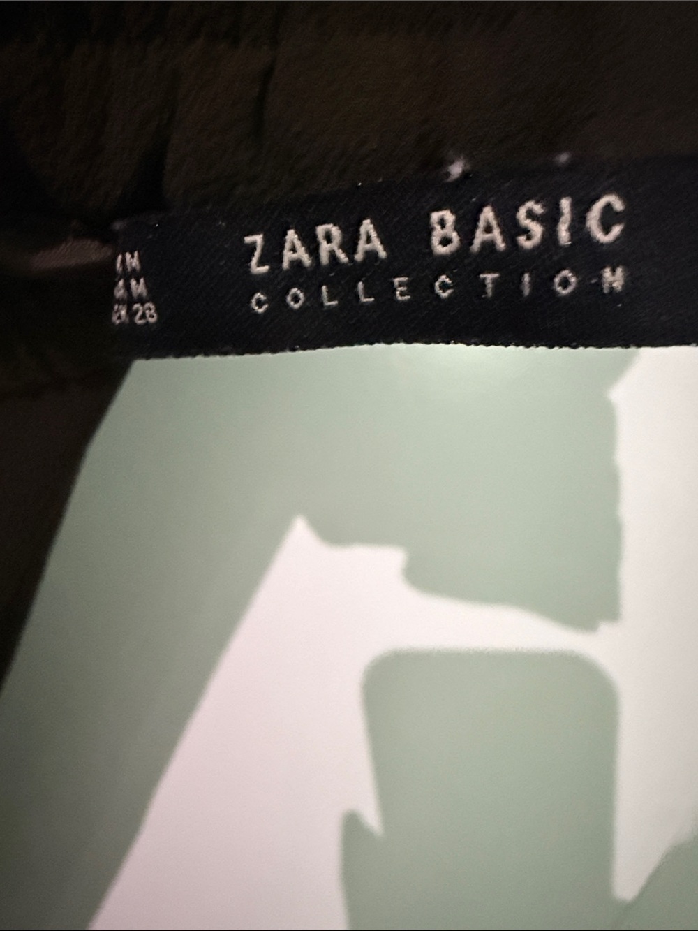 Zara Basic Olive Green Pants with Pink Cream Accent - Picture 2 of 6